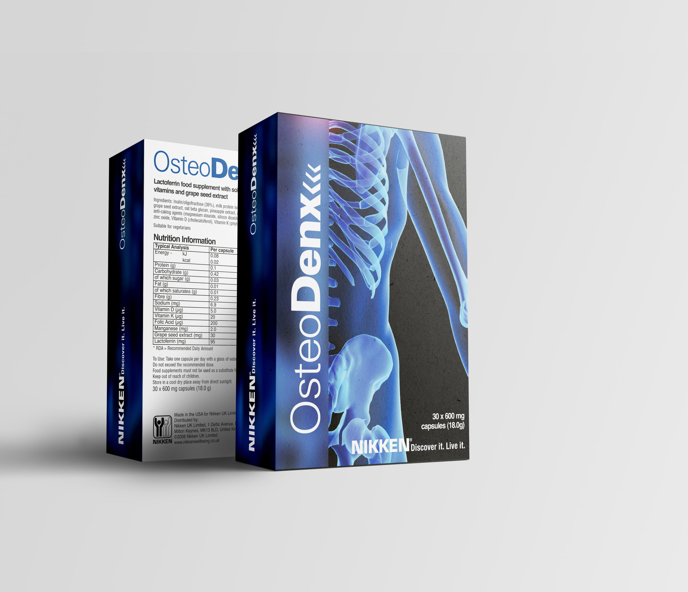 Rigid carton box mockup for Nikken Wellness packaging.